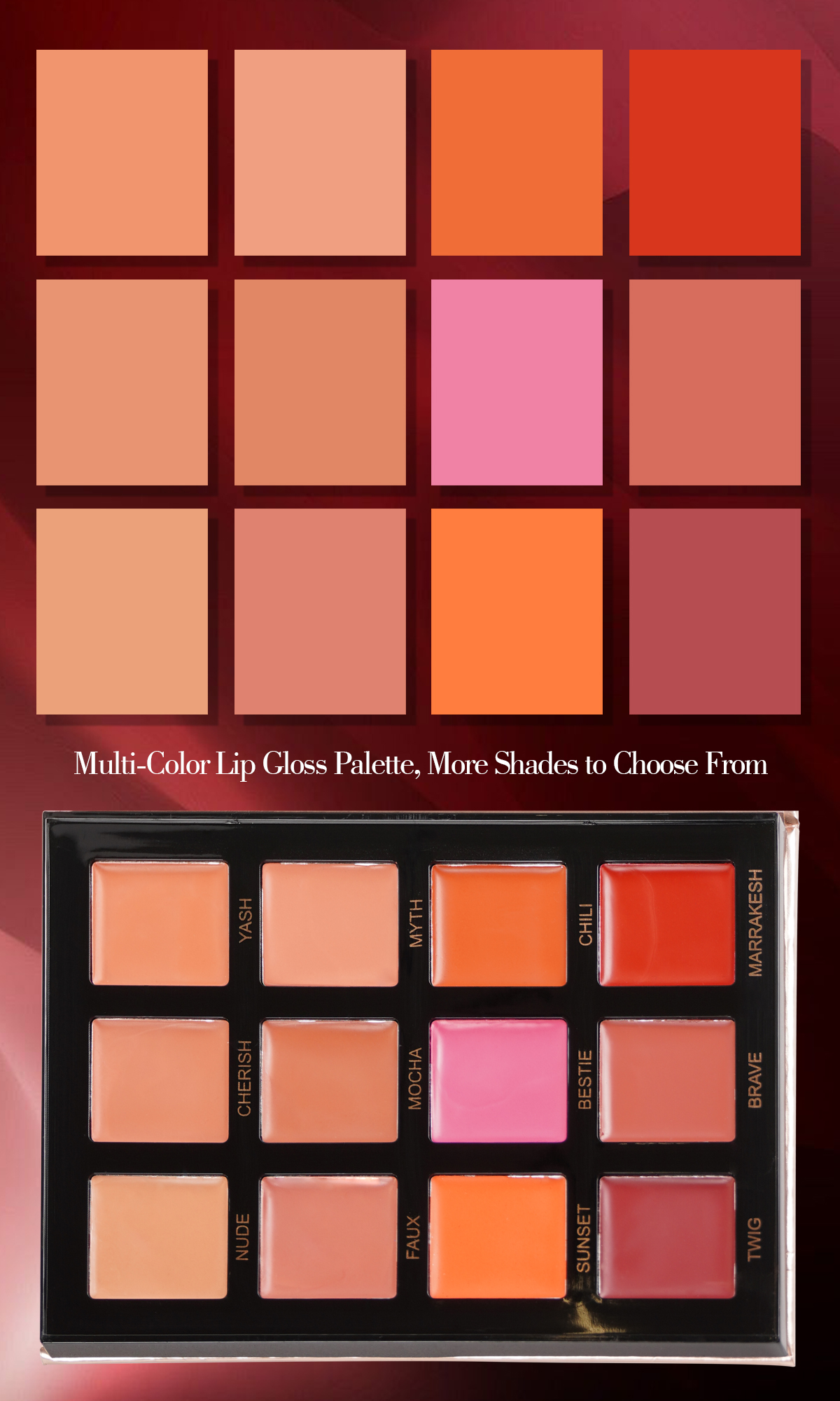 12-color Waterproof Moisturizing long Lasting Vegan Organic Matte